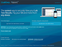Tablet Screenshot of patient.labcorp.com
